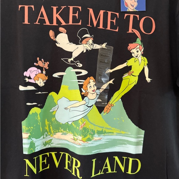 New Disney Peter Pan Take Me To Never Land Adult Tshirt Size Medium - Picture 2 of 3